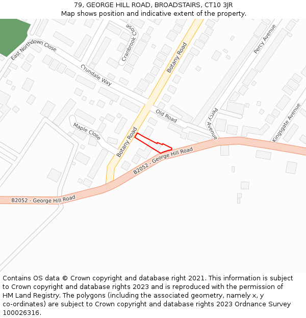 79, GEORGE HILL ROAD, BROADSTAIRS, CT10 3JR: Location map and indicative extent of plot