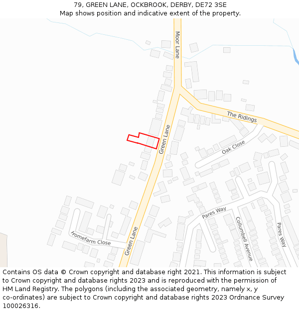 79, GREEN LANE, OCKBROOK, DERBY, DE72 3SE: Location map and indicative extent of plot