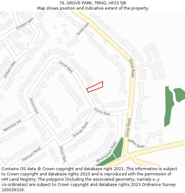 79, GROVE PARK, TRING, HP23 5JR: Location map and indicative extent of plot