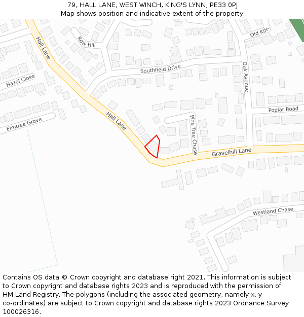 79, HALL LANE, WEST WINCH, KING'S LYNN, PE33 0PJ: Location map and indicative extent of plot