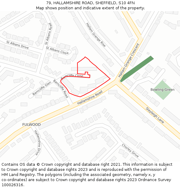 79, HALLAMSHIRE ROAD, SHEFFIELD, S10 4FN: Location map and indicative extent of plot
