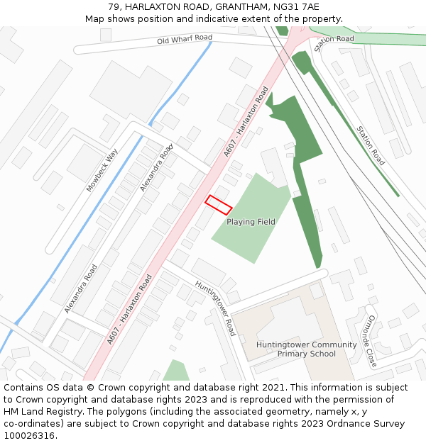 79, HARLAXTON ROAD, GRANTHAM, NG31 7AE: Location map and indicative extent of plot