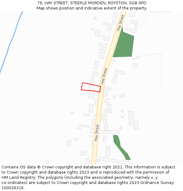 79, HAY STREET, STEEPLE MORDEN, ROYSTON, SG8 0PD: Location map and indicative extent of plot