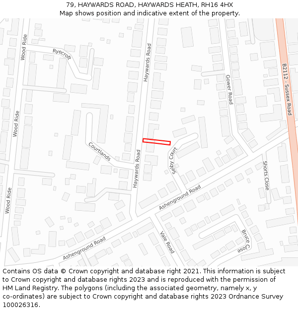 79, HAYWARDS ROAD, HAYWARDS HEATH, RH16 4HX: Location map and indicative extent of plot