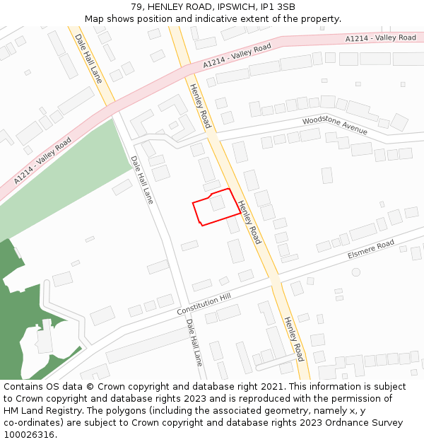 79, HENLEY ROAD, IPSWICH, IP1 3SB: Location map and indicative extent of plot