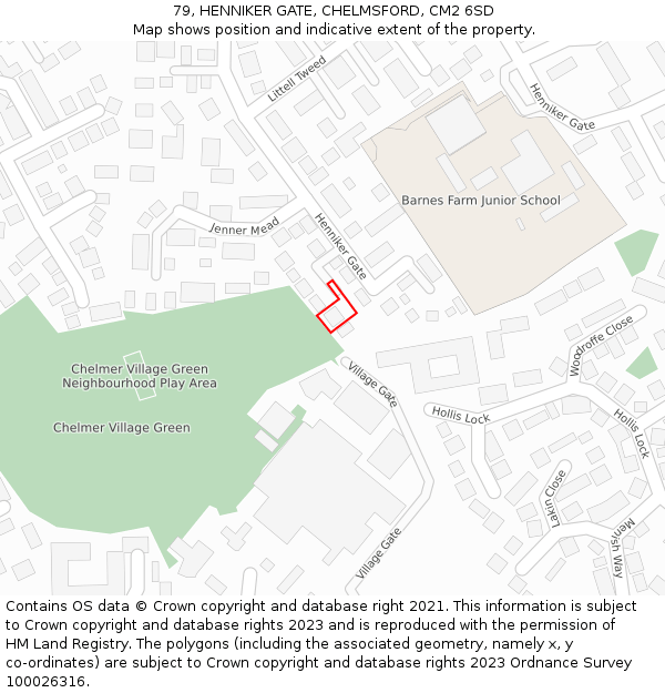 79, HENNIKER GATE, CHELMSFORD, CM2 6SD: Location map and indicative extent of plot