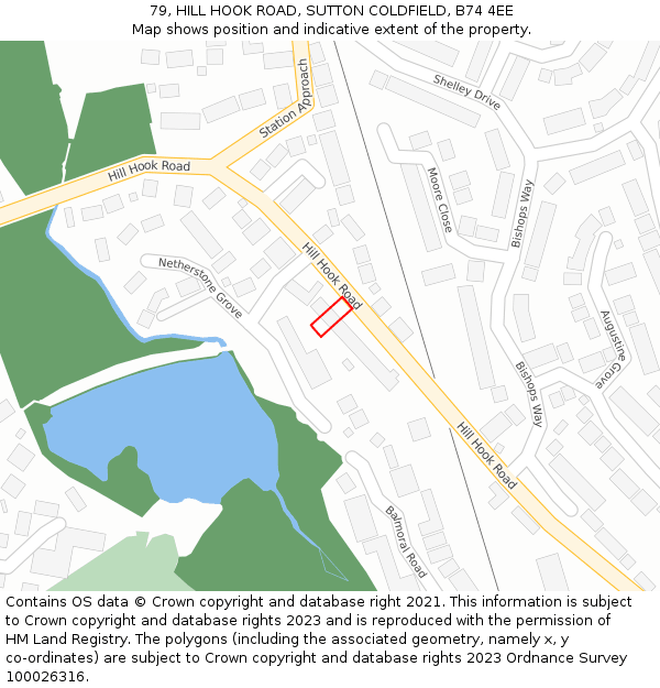 79, HILL HOOK ROAD, SUTTON COLDFIELD, B74 4EE: Location map and indicative extent of plot