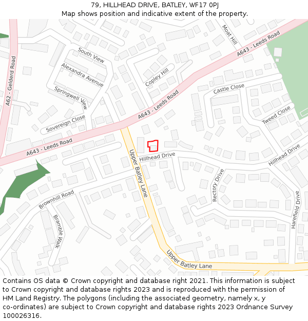 79, HILLHEAD DRIVE, BATLEY, WF17 0PJ: Location map and indicative extent of plot