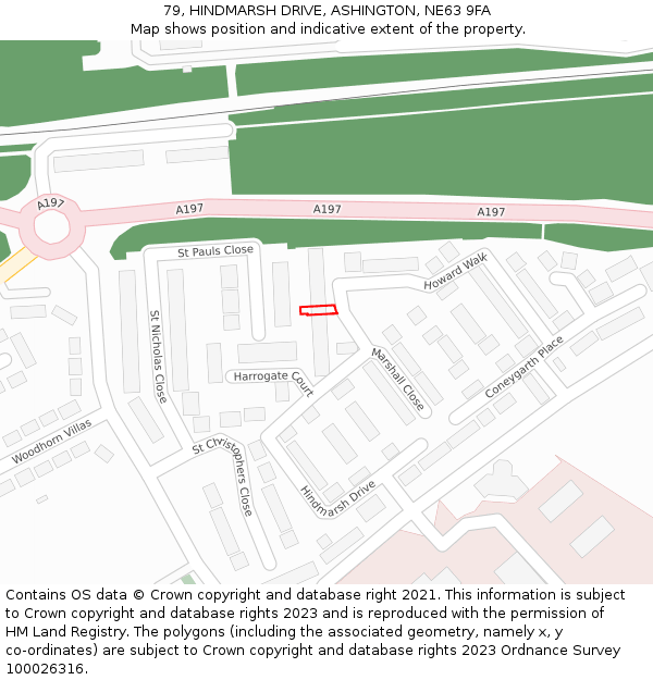 79, HINDMARSH DRIVE, ASHINGTON, NE63 9FA: Location map and indicative extent of plot
