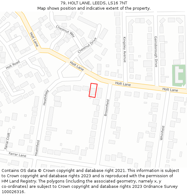79, HOLT LANE, LEEDS, LS16 7NT: Location map and indicative extent of plot