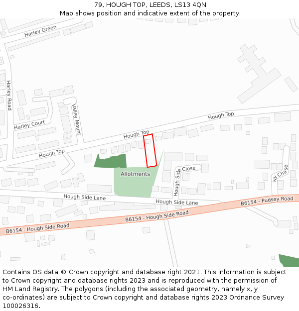 79, HOUGH TOP, LEEDS, LS13 4QN: Location map and indicative extent of plot