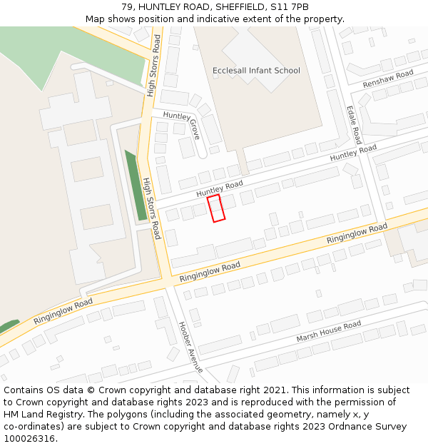 79, HUNTLEY ROAD, SHEFFIELD, S11 7PB: Location map and indicative extent of plot