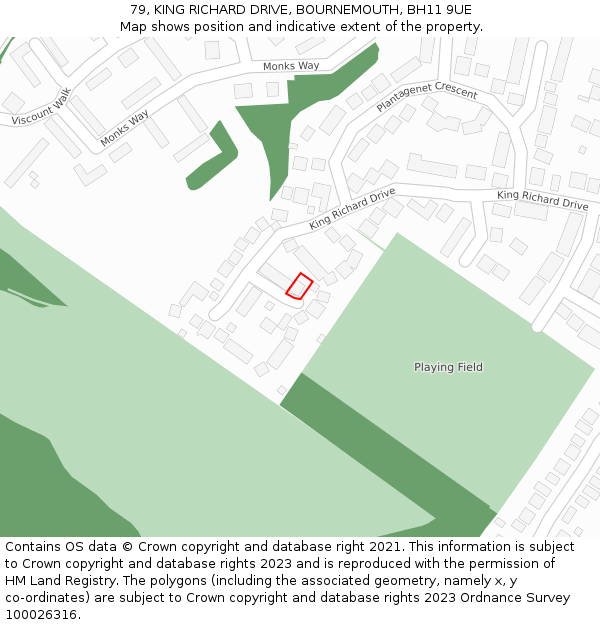 79, KING RICHARD DRIVE, BOURNEMOUTH, BH11 9UE: Location map and indicative extent of plot