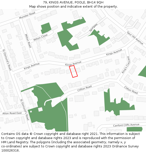 79, KINGS AVENUE, POOLE, BH14 9QH: Location map and indicative extent of plot