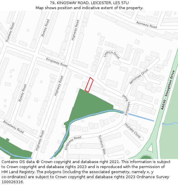 79, KINGSWAY ROAD, LEICESTER, LE5 5TU: Location map and indicative extent of plot