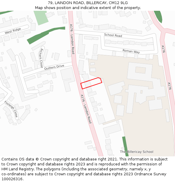 79, LAINDON ROAD, BILLERICAY, CM12 9LG: Location map and indicative extent of plot
