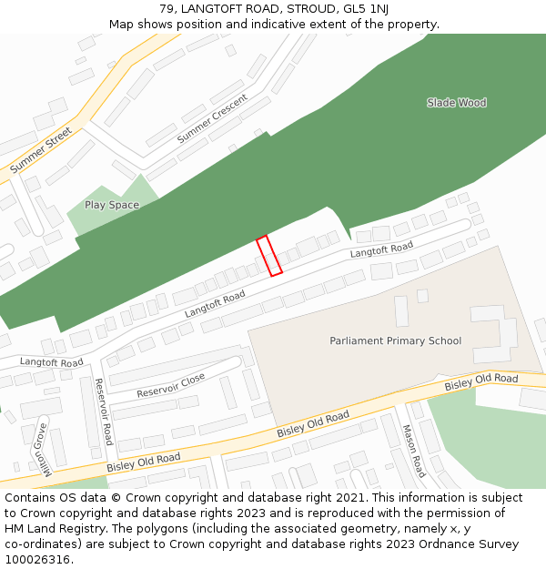 79, LANGTOFT ROAD, STROUD, GL5 1NJ: Location map and indicative extent of plot