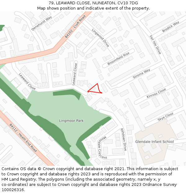 79, LEAWARD CLOSE, NUNEATON, CV10 7DG: Location map and indicative extent of plot