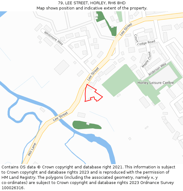 79, LEE STREET, HORLEY, RH6 8HD: Location map and indicative extent of plot