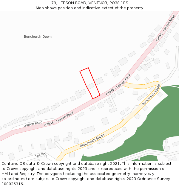 79, LEESON ROAD, VENTNOR, PO38 1PS: Location map and indicative extent of plot