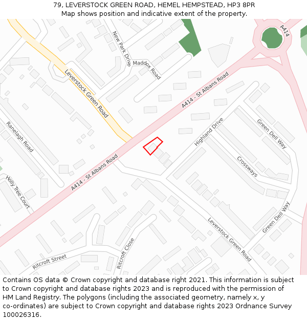 79, LEVERSTOCK GREEN ROAD, HEMEL HEMPSTEAD, HP3 8PR: Location map and indicative extent of plot