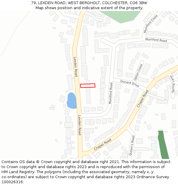 79, LEXDEN ROAD, WEST BERGHOLT, COLCHESTER, CO6 3BW: Location map and indicative extent of plot