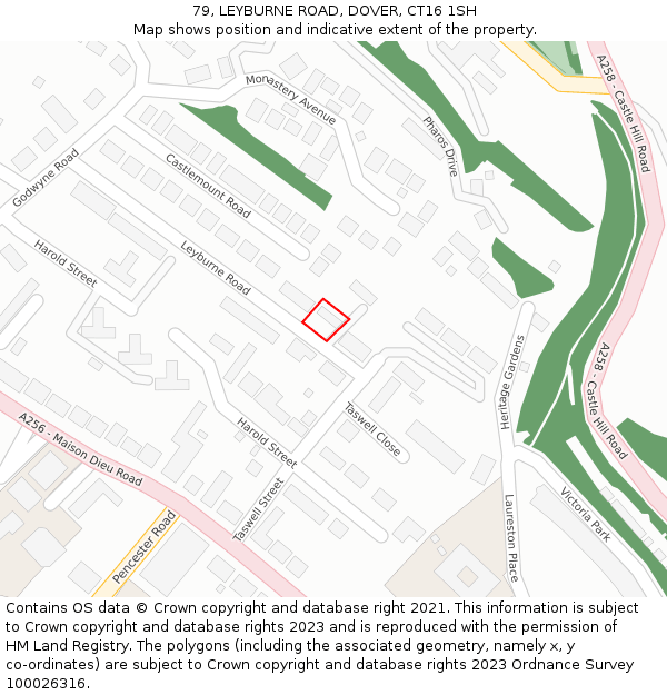 79, LEYBURNE ROAD, DOVER, CT16 1SH: Location map and indicative extent of plot