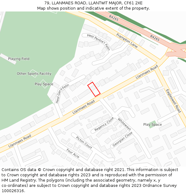 79, LLANMAES ROAD, LLANTWIT MAJOR, CF61 2XE: Location map and indicative extent of plot