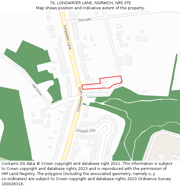 79, LONGWATER LANE, NORWICH, NR5 0TE: Location map and indicative extent of plot