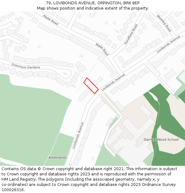 79, LOVIBONDS AVENUE, ORPINGTON, BR6 8EP: Location map and indicative extent of plot