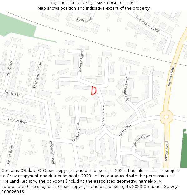 79, LUCERNE CLOSE, CAMBRIDGE, CB1 9SD: Location map and indicative extent of plot