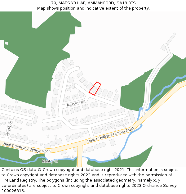 79, MAES YR HAF, AMMANFORD, SA18 3TS: Location map and indicative extent of plot