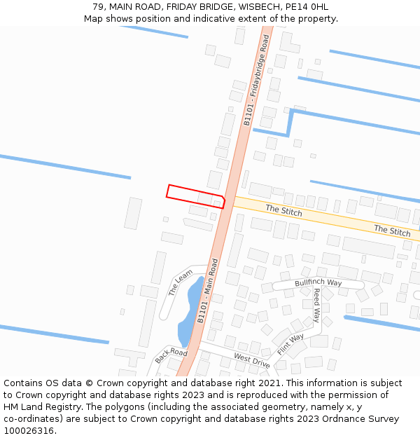79, MAIN ROAD, FRIDAY BRIDGE, WISBECH, PE14 0HL: Location map and indicative extent of plot