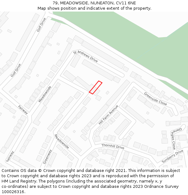 79, MEADOWSIDE, NUNEATON, CV11 6NE: Location map and indicative extent of plot