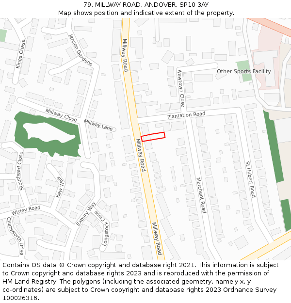 79, MILLWAY ROAD, ANDOVER, SP10 3AY: Location map and indicative extent of plot