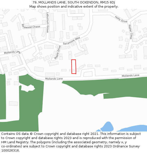 79, MOLLANDS LANE, SOUTH OCKENDON, RM15 6DJ: Location map and indicative extent of plot