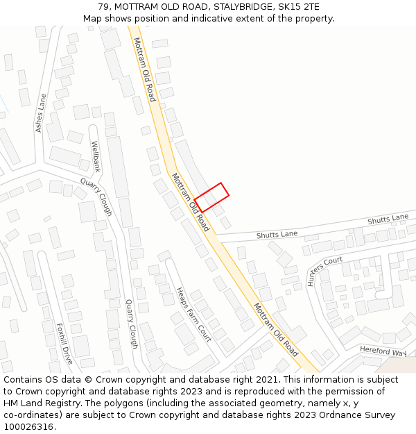 79, MOTTRAM OLD ROAD, STALYBRIDGE, SK15 2TE: Location map and indicative extent of plot