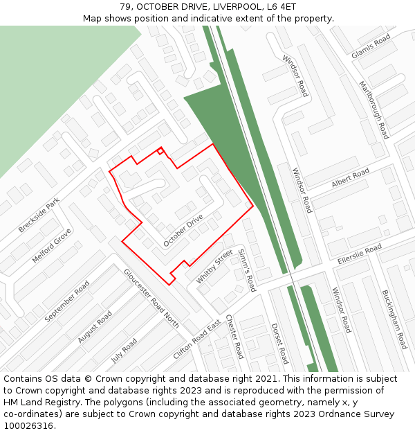 79, OCTOBER DRIVE, LIVERPOOL, L6 4ET: Location map and indicative extent of plot