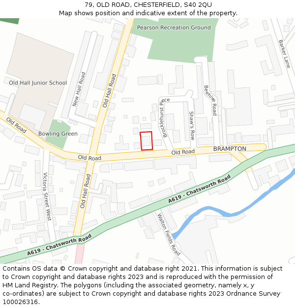 79, OLD ROAD, CHESTERFIELD, S40 2QU: Location map and indicative extent of plot