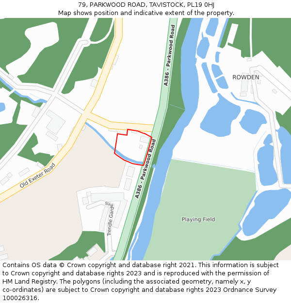79, PARKWOOD ROAD, TAVISTOCK, PL19 0HJ: Location map and indicative extent of plot