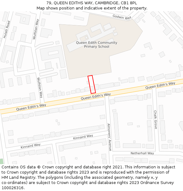 79, QUEEN EDITHS WAY, CAMBRIDGE, CB1 8PL: Location map and indicative extent of plot