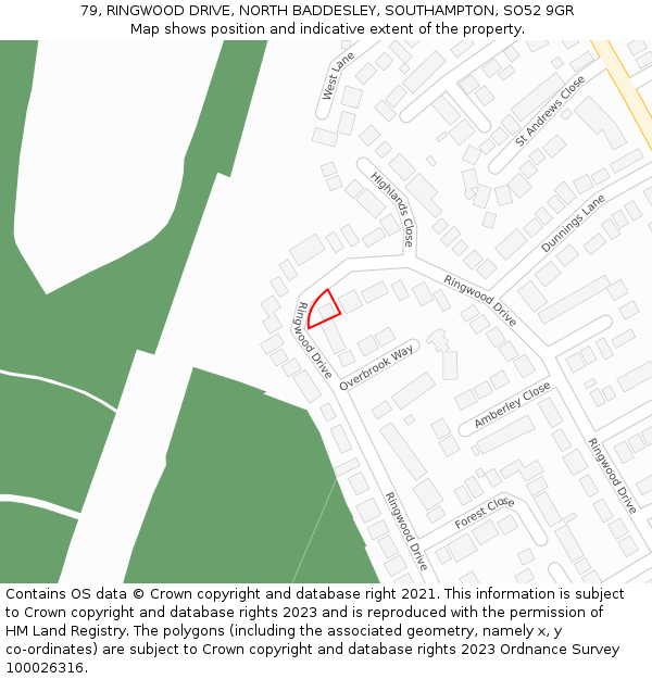 79, RINGWOOD DRIVE, NORTH BADDESLEY, SOUTHAMPTON, SO52 9GR: Location map and indicative extent of plot