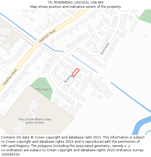79, RIVERMEAD, LINCOLN, LN6 8FE: Location map and indicative extent of plot