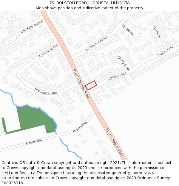 79, ROLSTON ROAD, HORNSEA, HU18 1TA: Location map and indicative extent of plot