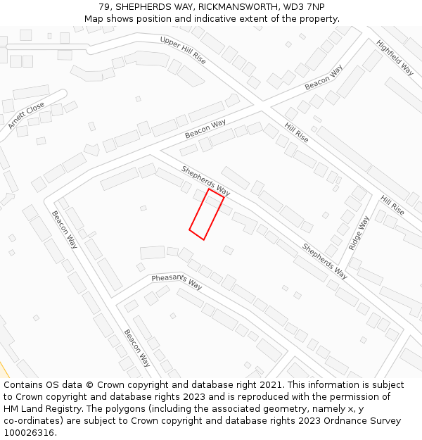 79, SHEPHERDS WAY, RICKMANSWORTH, WD3 7NP: Location map and indicative extent of plot