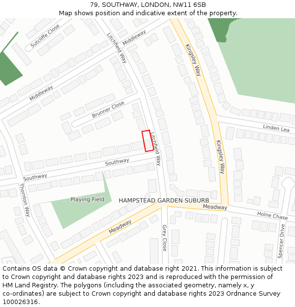 79, SOUTHWAY, LONDON, NW11 6SB: Location map and indicative extent of plot