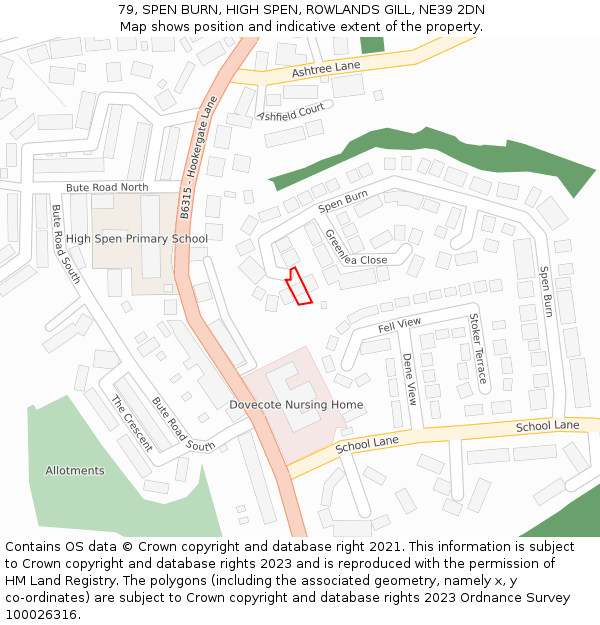 79, SPEN BURN, HIGH SPEN, ROWLANDS GILL, NE39 2DN: Location map and indicative extent of plot