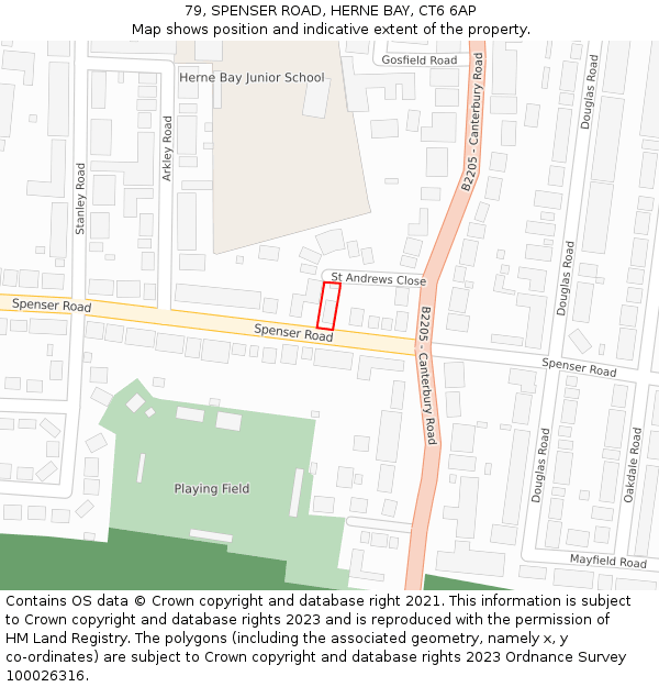 79, SPENSER ROAD, HERNE BAY, CT6 6AP: Location map and indicative extent of plot