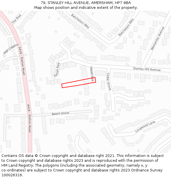 79, STANLEY HILL AVENUE, AMERSHAM, HP7 9BA: Location map and indicative extent of plot