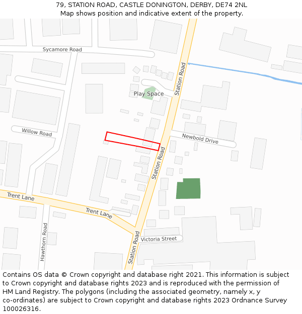 79, STATION ROAD, CASTLE DONINGTON, DERBY, DE74 2NL: Location map and indicative extent of plot